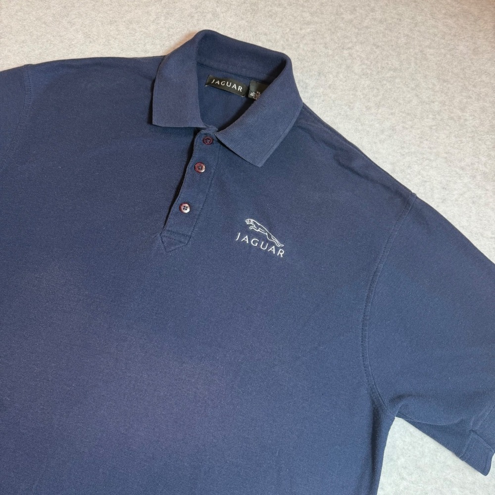 Vintage 90s Jaguar Sports Car Polo Mens XL Navy Short Sleeve Embroidered Logo